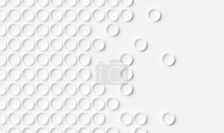 Foto de Array or grid of offset spaced white circular rings background wallpaper banner pattern with copy space, 3D illustration - Imagen libre de derechos
