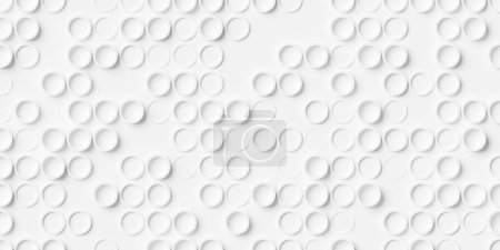 Foto de Array o rejilla de anillos circulares blancos compensados aleatoriamente fondo patrón de banner de fondo de pantalla, ilustración 3D - Imagen libre de derechos