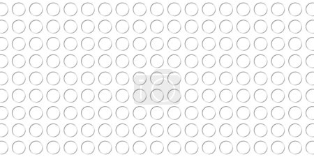 Foto de Array or grid of inset spaced white circular rings background wallpaper banner pattern, 3D illustration - Imagen libre de derechos
