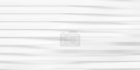 Random waves shaped wide white lines array geometrical white background wallpaper banner pattern flat lay top view from above, 3D illustration