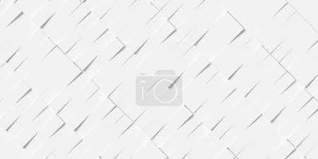 Photo for Random rotated diagonal arranged white rectangle boxes or bricks block background wallpaper banner template, 3D illustration - Royalty Free Image