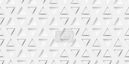Téléchargez les photos : Triangles blancs encastrés dans une grille de découpe triangulaire avec un motif de bannière de papier peint de fond géométrique manquant, illustration 3D - en image libre de droit