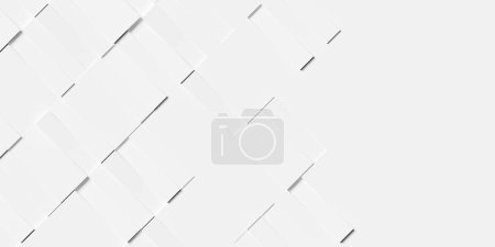 Photo for Random rotated diagonal arranged white rectangle boxes or bricks block background wallpaper banner template fade out with copy space, 3D illustration - Royalty Free Image