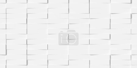 Photo for Random rotated white rectangle boxes or bricks block background wallpaper banner template, 3D illustration - Royalty Free Image