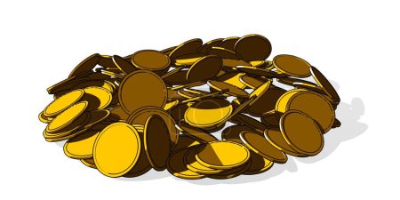 Foto de Ilustración de estilo de dibujos animados de un montón o pila de monedas de oro sobre fondo blanco, riqueza, ahorro o concepto de finanzas, ilustración 3D - Imagen libre de derechos