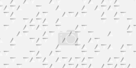 Téléchargez les photos : Découpe en médaillon dispersé triangle blanc quadrillé fond géométrique motif de bannière fond plat vue du dessus, illustration 3D - en image libre de droit