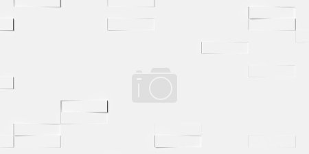 Photo for Sparsely positioned rotated horizontal white rectangle boxes or bricks block background wallpaper banner template, 3D illustration - Royalty Free Image