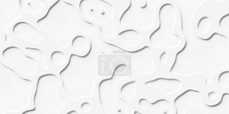 Offset weiß organische runde Kreisformen geometrischer Hintergrund Tapete Banner Muster, 3D-Illustration