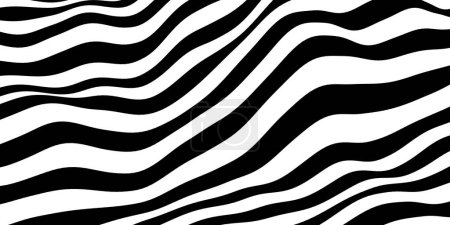 Téléchargez les photos : Abstrait noir et blanc monochrome aléatoirement zèbre forme rayé ligne art modèle fond plan, illustration 3D - en image libre de droit