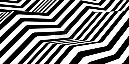 Foto de Abstracto blanco y negro monocromo en zig-zag triángulos rayado línea arte patrón plantilla de fondo plano, ilusión óptica plantilla moderna, ilustración 3D - Imagen libre de derechos