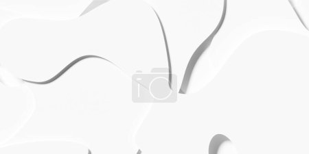 Layered white organic shapes geometrical background wallpaper banner pattern flat lay top view from above, 3D illustration