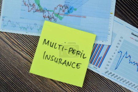 Photo for Concept of Multi-Peril Insurance write on sticky notes isolated on Wooden Table. - Royalty Free Image