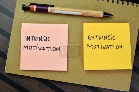 Photo for Concept of Intrinsic Motivation or Extrinsic Motivation write on sticky notes isolated on Wooden Table. - Royalty Free Image