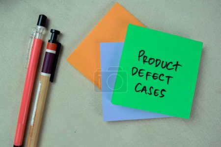 Photo for Concept of Product Defect Cases write on sticky notes isolated on Wooden Table. - Royalty Free Image