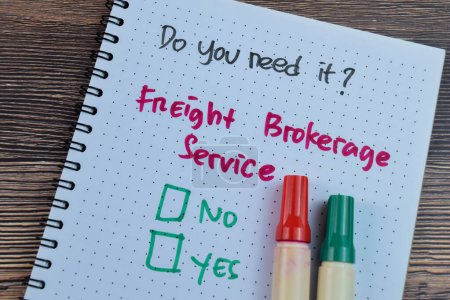 Concept of Do You Need it? Freight Brokerage Service, No or Yes write on book isolated on Wooden Table.