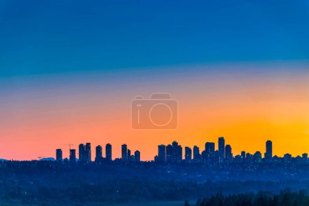 Photo for Metrotown district on sunset sky background. - Royalty Free Image