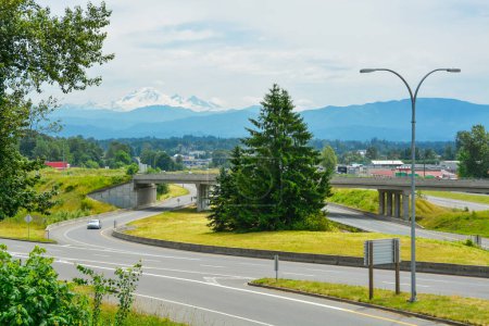 Road junction on the highway one in Abbotsford, British Columbia
