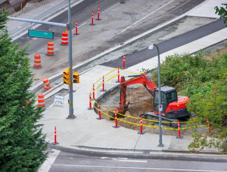 Foto de Obras de construcción de mejoras en una calle de Vancouver, Canadá. - Imagen libre de derechos