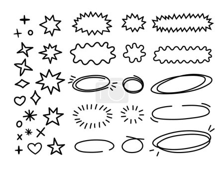 Scribble doodle formes de ligne ensemble. Collection d'éléments de design dessinés à la main. Coups de pinceau noir paquet.