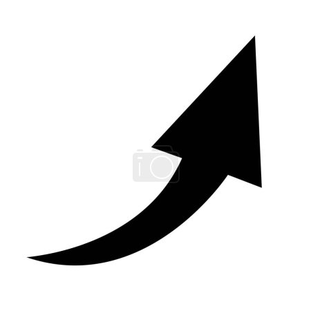 Scharf gebogenes Pfeil-Symbol. Vektorillustration. Schwarzer Rundpfeil. Richtungszeiger zeigt nach oben