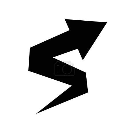 Ilustración de Zigzag icono de flecha con un extremo afilado. Flecha negra apuntando hacia arriba. Indicador de dirección hacia arriba. Ilustración vectorial - Imagen libre de derechos