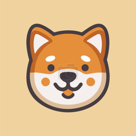 Illustration for Shiba Inu dog face flat vector icon. Siba-inu puppy vector flat illustration isolated on solid background. - Royalty Free Image