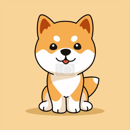 Illustration for Shiba Inu puppy flat vector illustration. Cute Siba-inu dog vector minimalistic art isolated on solid background. - Royalty Free Image