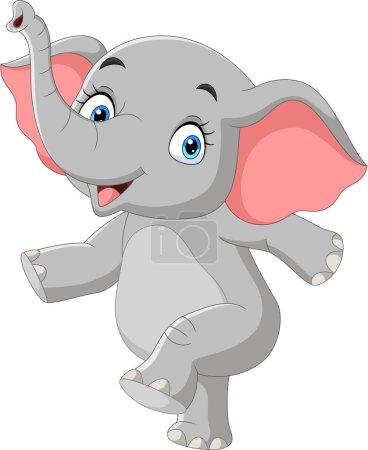 Illustration for Vector illustration of Cartoon happy baby elephant posing - Royalty Free Image