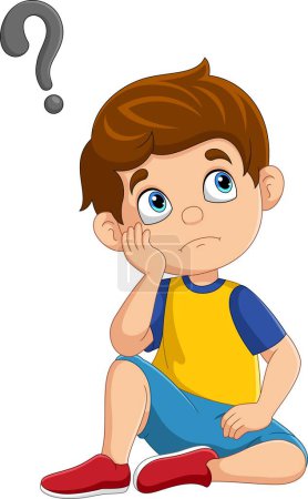 Illustration for Vector illustration of Cartoon little boy thinking with question mark - Royalty Free Image