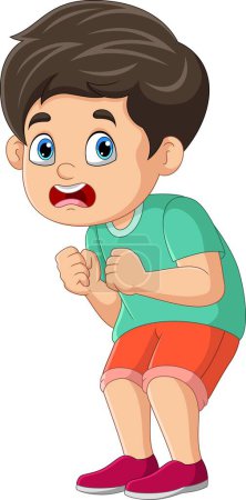 Illustration for Vector illustration of Cartoon boy standing and scared expression - Royalty Free Image