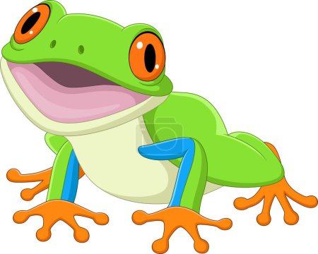 Illustration vectorielle de Dessin animé grenouille heureuse sur fond blanc
