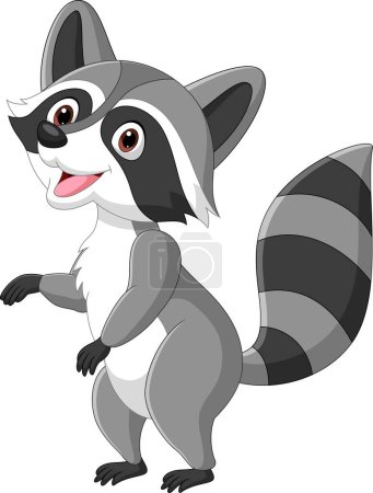 Illustration for Vector illustration of Cute raccoon cartoon on white background - Royalty Free Image