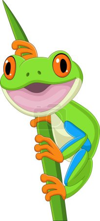 Photo for Vector illustration of Cartoon happy frog on leaf - Royalty Free Image