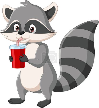Photo for Vector illustration of Cute raccoon cartoon drinking soda - Royalty Free Image