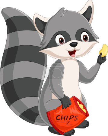 Photo for Vector illustration of Cute raccoon cartoon holding a food - Royalty Free Image