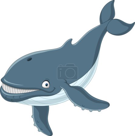 Ilustración de Ilustración vectorial de ballena de dibujos animados aislada sobre fondo blanco - Imagen libre de derechos