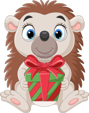 Photo for Vector illustration of Cartoon little hedgehog sitting and holding gifts - Royalty Free Image