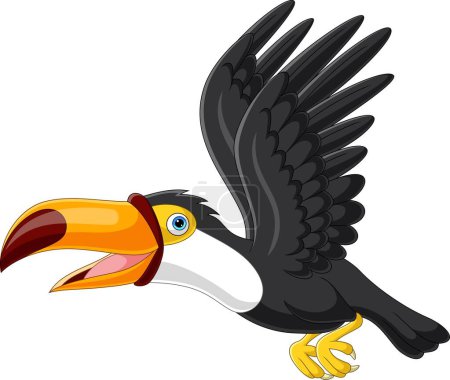Photo for Vector illustration of Cartoon toucan flying on white background - Royalty Free Image
