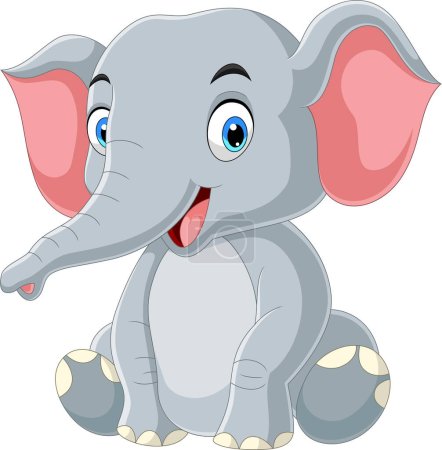 Photo for Vector illustration of Cartoon happy baby elephant sitting - Royalty Free Image