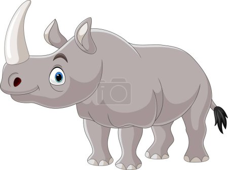 Ilustración de Ilustración vectorial del rinoceronte de dibujos animados sobre fondo blanco - Imagen libre de derechos