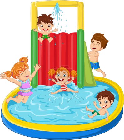 Photo for Vector illustration of Children playing in water park - Royalty Free Image