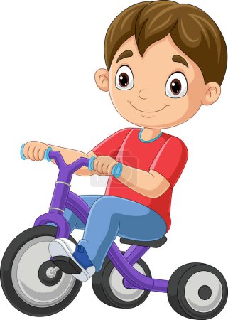 Photo for Vector illustration of Cute little boy cartoon riding bicycle - Royalty Free Image