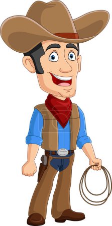 Photo for Cartoon cowboy holding a lasso - Royalty Free Image