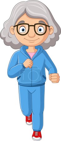 Photo for Vector illustration of Cartoon grandma jogging on white background - Royalty Free Image