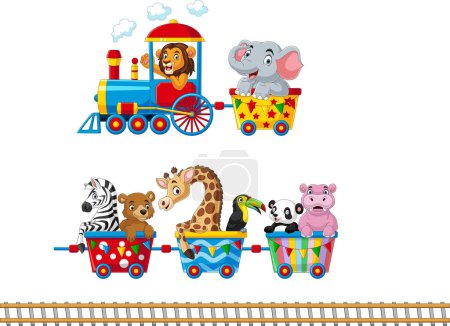 Photo for Vector illustration of Cartoon animals riding on the train - Royalty Free Image