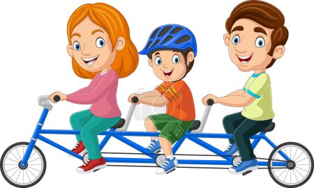 Photo for Vector illustration of Happy family cartoon riding tandem bicycle - Royalty Free Image