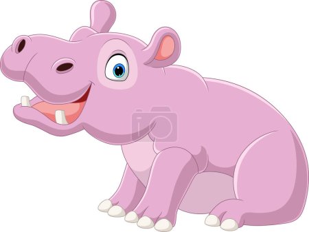 Photo for Vector illustration of Cartoon funny baby hippo sitting - Royalty Free Image