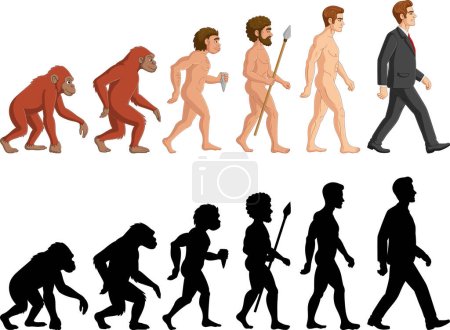 Ilustración de Vector illustration of Cartoon evolution man on white background - Imagen libre de derechos
