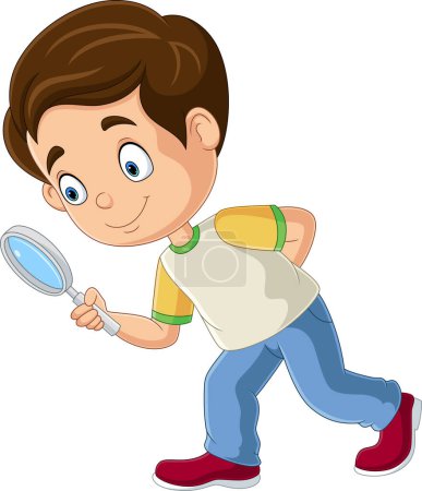Photo for Vector illustration of Cartoon little boy using a magnifying glass - Royalty Free Image