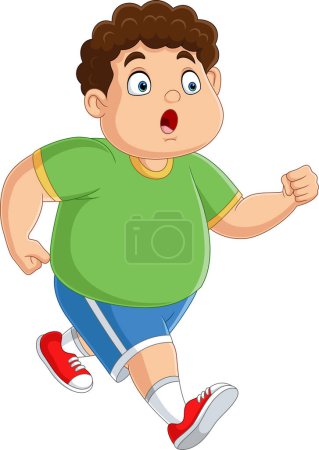 Photo for Vector illustration of Cartoon cute overweight boy running - Royalty Free Image